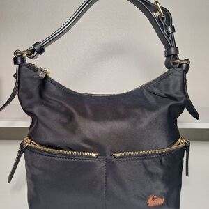 Dooney & Bourke Black Hobo Bag with Gold Accents